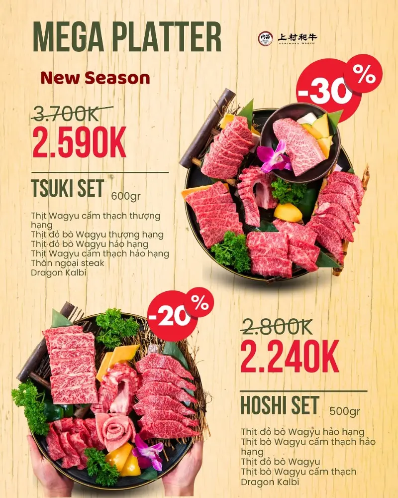 Mega Platter – Trải Nghiệm Yakiniku Với Wagyu Nhật Bản Thượng Hạng